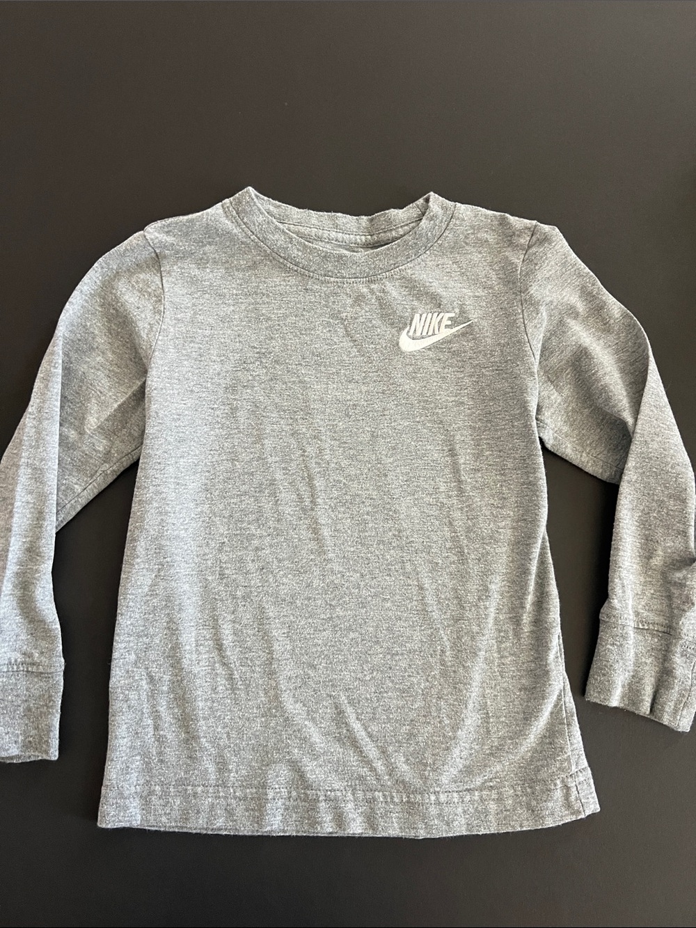 Nike Youth Heather Gray Long-Sleeve Logo Top
